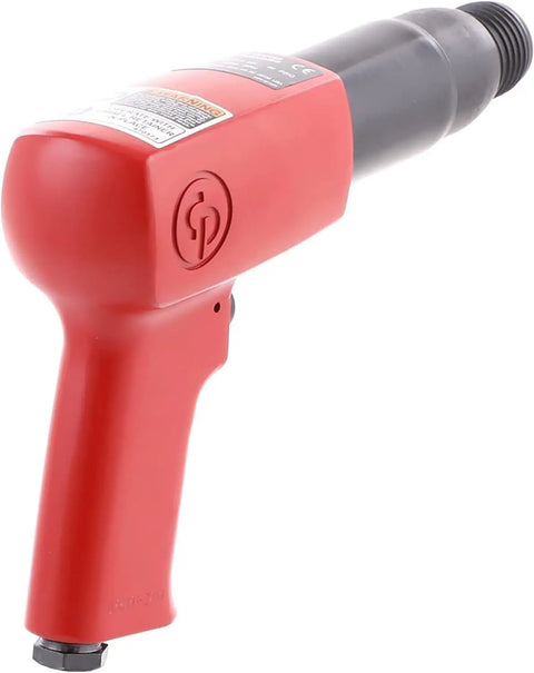 Heavy Duty Air Hammer For Construction And Welding, Pistol Grip Pneumatic Tool with 2300 BPM, red handle, side view