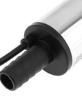 Close-up of Heavy Duty 12V Submersible Electric Pump nozzle, showcasing compact aluminum build and robust connector for diesel fuel transfer.
