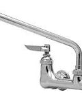 Wall Mount Mixing Faucet With 12 Inch Swing Nozzle And Three Quarter Inch NPT BB Inlets, Cerama Cartridges, Lever Handles, 8 Inch Centers