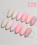 Six Color Hema Free Pink Gel Nail Polish Set With Soak Off Formula Vibrant Light Pink Gel Colors swatch display