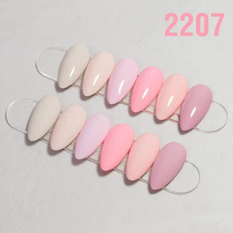 Six Color Hema Free Pink Gel Nail Polish Set With Soak Off Formula Vibrant Light Pink Gel Colors swatch display