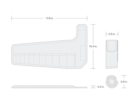Diagram of 11 Pocket Stubby Wrench Roll Case For One Quarter To Three Quarters Inch SAE Wrenches With Secure Pouch And Size Markings