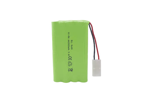2 Pack 9.6V 2800mAh AA NiMH Rechargeable Batteries with Tamiya plug for RC cars visible on white background