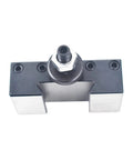 Top view of wedge type piston quick change tool holder for boring and turning on CNC lathes and mini lathes, built from rigid steel.