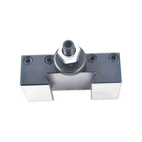 Top view of wedge type piston quick change tool holder for boring and turning on CNC lathes and mini lathes, built from rigid steel.