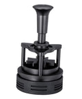 Killer Rotatable Espresso Coffee Distributor Stirrer Featuring Adjustable Height And Durable Aluminum Alloy Build, black coffee distributor close-up.