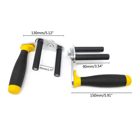Heavy Duty Adjustable Drywall Handler With Ergonomic Rubber Handle Rock Solid Aluminum Frame Saves Your Back Handling Plywood Gypsum Panels Tile Hassle Free, showing detailed ergonomic handles.