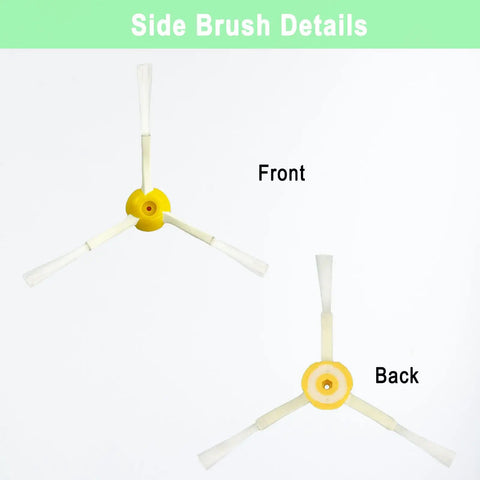 Front and back view of side brush from 18 Pack Replacement Parts for Roomba 800 and 900 Series Vacuum Cleaners, Easy Swaps.