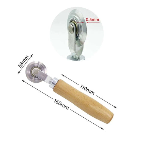 Precise 0.5mm Cardboard Scoring Tool with Durable Metal Wheel and Oak Handle, Ergonomic 6.3 Inch DIY Box Resizing Tool for Crafts