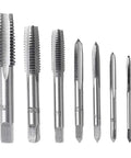 7 Piece M3 To M12 Thread Tap Set For Metalworking Spiral Point Taps Pro Grade With Downward Chip Removal For Through Hole Tapping HSS 6542