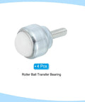 Pack Of Four 1 Inch Nylon Roller Ball Transfer Bearings With Durable Carbon Steel Caster Wheels For Smooth Conveyor Transport And Lightweight Furniture Mobility Easy Installation close-up of one nylon roller ball caster.