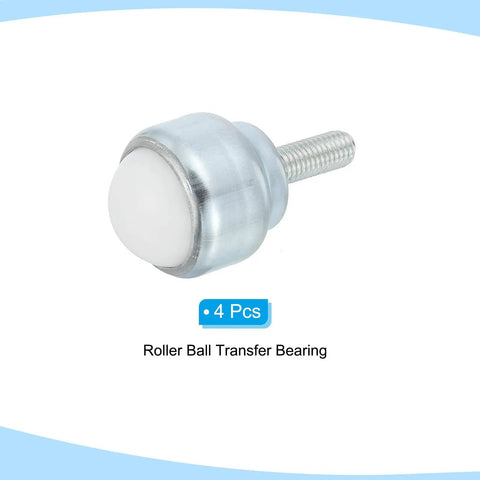 Pack Of Four 1 Inch Nylon Roller Ball Transfer Bearings With Durable Carbon Steel Caster Wheels For Smooth Conveyor Transport And Lightweight Furniture Mobility Easy Installation close-up of one nylon roller ball caster.