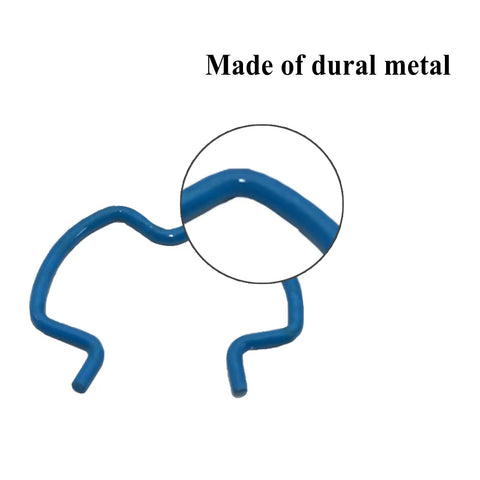 Close-up of Six Piece Transmission Cooler Retainer Clip Kit 24205103 showcasing blue metal clip detail for cars