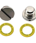Dude this slick Lower Unit Gearcase Oil Drain Plugs Screw Kit totally fixes your MerCruiser engine trouble and swaps out that old Sierra 18-2244 plug for serious boat power and smooth long run times without any leaking headaches. silver metal drain plug kit with yellow seals, 2-ring set