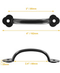 12 Piece Antique Plum Blossom Zinc Alloy Door And Drawer Pulls Set, Black Gate Handles 4 Inch 102mm Length, Side and Front View