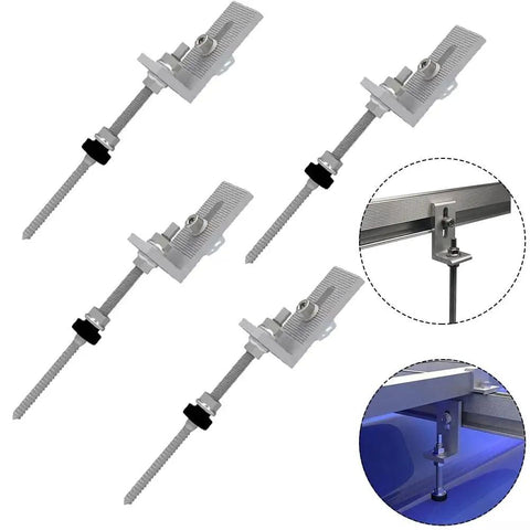 Built Tight M10 L Angle Mount Bracket Set For Solar Panel Racking On Corrugated Metal Roofs With Heavy Gauge Stainless Steel Pole Fasteners.