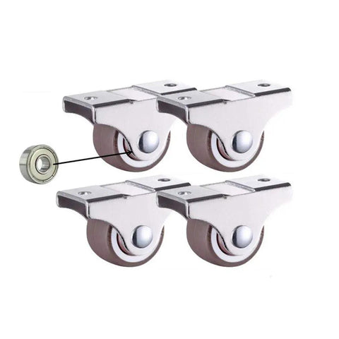Four Piece One Inch Directional Caster Wheels Equipped With Quiet Rubber Treads And Precision Ball Bearings for furniture moves.