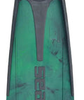 Single green long fin for scuba diving spearfishing and freediving size 11 12, made in Italy, top performance dive gear