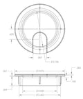 Technical diagram of White Round Wire Management Grommet With Removable Lid For Desks And Cabinets, Cut Hole Size Two And A Half Inches