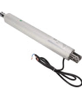 Beefed Up 24V Electric Linear Actuator With Rock Hard Aluminum Body And IP65 Rated Build With Sturdy Mounts For RV Camper Lift Beds Recliners 3000N Smooth Push close-up view of linear actuator with black wiring