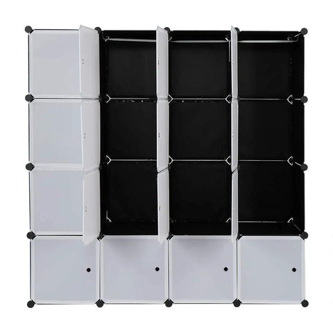 Front view of Beefy 12 Cube Storage Organizer For Closet And Living Room Modular Shelves Dresser Cabinet Bookshelf Toy Organizer 42 By 18 By 56 Inches Space Saving With Easy Assembly And Strong Build, displaying closed and open compartments.