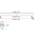 Technical diagram of 36 Inch Black Metal Stairs Railing Indoor Outdoor Heavy Duty Industrial Pipe Handrail dimensions and measurements