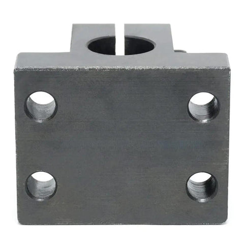 Front view of Metric Carbon Steel Bracket Guide Shaft Support With T Flange Seat Strut Clamp, 20 mm bore, industrial use.