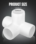 20 Pack 1/2 Inch Four Way PVC Fittings Furniture Grade Pipe Elbow Connectors And Four Way Side Outlet Tees, product size displayed.