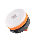 LED Camping Lantern With Magnetic Base, Rechargeable 2200 mAh Battery, Dual Mode Flashlight And Camp Light, orange close-up