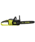 14 Inch Brushless Chainsaw 40 Volt Cordless Power Tool Freaky Fast Cuts Auto Oil Sprayer side view with ergonomic grip.