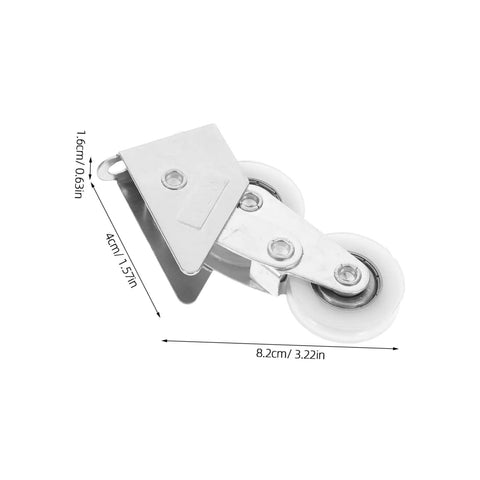 Heavy Duty Four Pack Aluminum Alloy Sliding Door Pulleys With Double Wheel Bearings, top view of a roller with measurements.