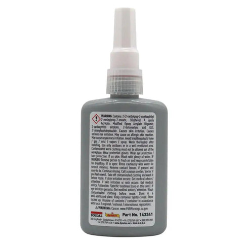 Back view of Red High-Strength Threadlocker For Large Fasteners Permanent Lock Anaerobic Formula That Withstands Vibration And Solvents 1.70 Oz Bottle