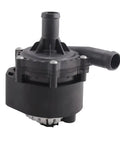Electric Auxiliary Water Pump For Tesla Model S And X 12 To 16 Straight Up Solid Fitment, black plastic assembly with hose connectors.