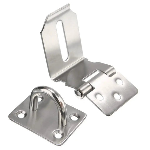 Heck Yeah Durable High Grade Stainless Steel Door Latch With Secure Padlock Buckle and Rustproof Gate Hasp in silver finish.