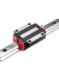 Smooth Ride 20mm Flange Linear Guide Rail Kit Featuring Four Knockout Hgw20Cc Sliders Paired With Two Top Shelf Hgr20 Steel Tracks Absolutely Nailing It For Diy Cnc Builders Right Now, showing a close-up of a slider on steel track.
