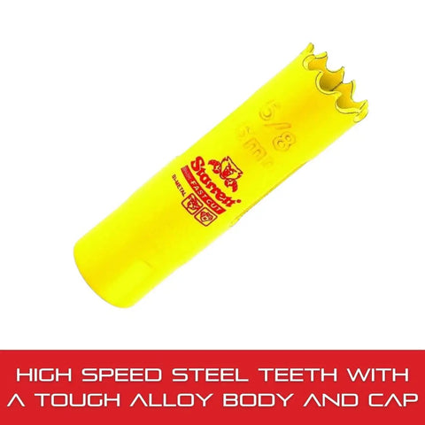 Bi-Metal Fast Cut Straight Pitch Hole Saw For Metal, Steel, And Wood With Abrasion Resistant HSS Teeth, Five Eighths Inch Diameter