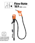 Heavy Duty Electric Drum And Ibc Tote Pump Pushes 5 Gpm Effortless with telescopic shaft and power adapter for hassle-free fluid transfers.
