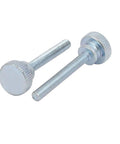 M4x30mm Carbon Steel Flat Knurled Head Fully Threaded Thumb Screws Set, Zinc Plated, 12 Pack shown from top and side view