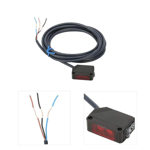 DC 12 24V NPN Infrared Photoelectric Sensor With 100mm Diffuse Reflection Detection For Automatic Equipment And Industrial Automation Applications For Packaging Lines And Conveyors In Manufacturing And Automation, black cable
