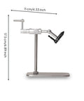 Fly Tying Vise With Adjustable Head And Hardened Steel Hook Jaws, No Slip Bench Tool That Doubles As Fly Tying Workhorse, Silver Finish With Scale For Accurate Measurements For Every Session, 17.5 cm tall