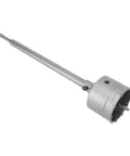 Sonew 90mm Concrete Hole Saw Kit With Heavy Duty Masonry Drilling Set And 350MM Round Shank Rod For Hard Brick Cement And Reinforced Concrete Work Made From Tough Tungsten Alloy Steel, angled view