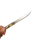 Close-up of detachable pocket knife from Badass 40.2 Inch Hand Forged Full Tang Metal Sword With Red Scabbard Detachable Pocket Knife Includes Black