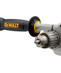 Beefed-Up Heavy Duty Corded Electric Drill With Pistol Grip 1/2 Inch Chuck 10 Amp Motor Model DWD210G close-up on chuck and handle