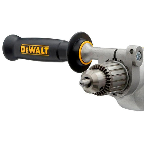 Beefed-Up Heavy Duty Corded Electric Drill With Pistol Grip 1/2 Inch Chuck 10 Amp Motor Model DWD210G close-up on chuck and handle