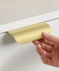Hand pulling on 20 Pack 3 Inch Gold Cabinet Handles And Drawer Pulls Finger Pulls For Cabinets Edge Pulls And Flat Drawer Handles Kitchen Hardware