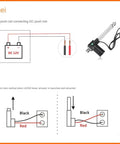 Diagram showing wiring for Beefed Up Heavy Duty DC Linear Actuator 850mm Stroke 6000N Max Thrust 42mm/s 12V 24V Compatible