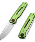 Go To EDC Folding Knife With Aluminum Handle, Ultra Lightweight 60G, 7 Cm Reverse Tanto Blade, Stonewashed Finish, Green
