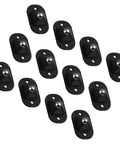 12 Pack Self Adhesive Black Mini Caster Wheels With 360 Degree Swivel Low Profile Kitchen Appliance Rollers arranged neatly.