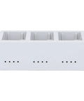 Three Bay Drone Battery Charger Hub With Fast 35W Dual Charging, front view showing three charging slots and indicator lights.