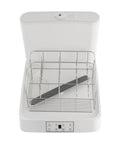 Interior view of Compact Countertop Dishwasher With Six Custom Cycles And Five Liter Tank, showing wire rack and spray arm.